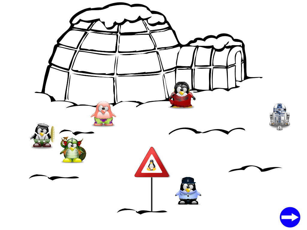Rewards : tuxes coming out of the igloo